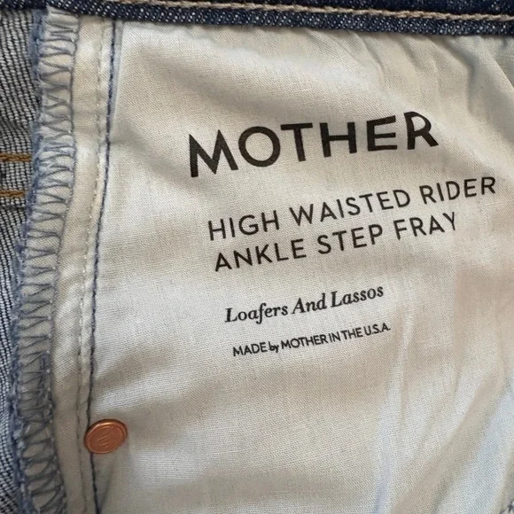 MOTHER High Waisted Rider Ankle Step Fray Loafers And Lassos Jeans Size 27 NWOT - Picture 12 of 14
